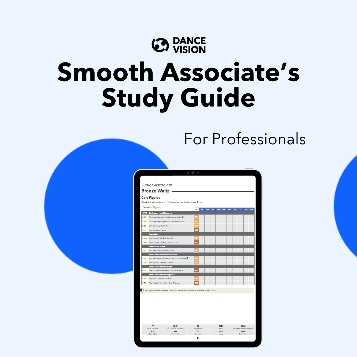 A free study guide for teachers to prepare for the Dance Vision American Smooth Associate's Certification.